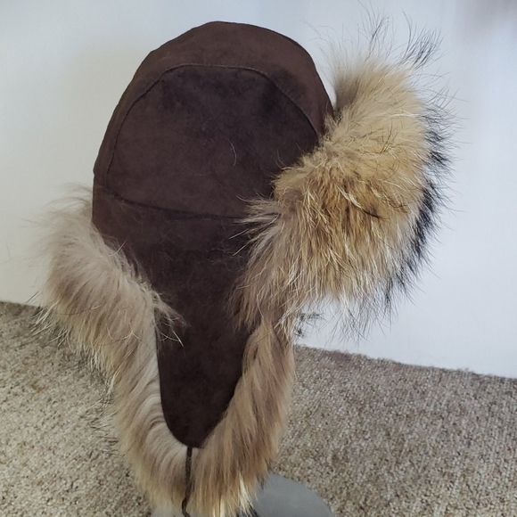 Finnish Raccoon Fur and Suede Trooper Hat